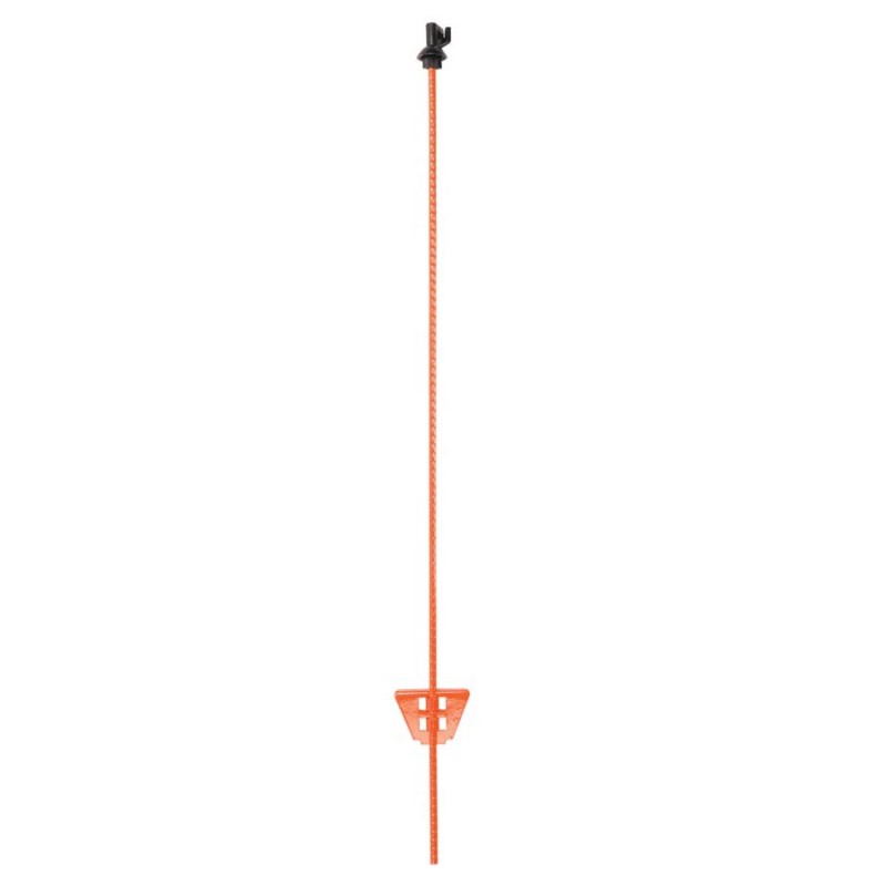 Piquet en acier à ressort 1,00m orange avec isolateur noir (1)